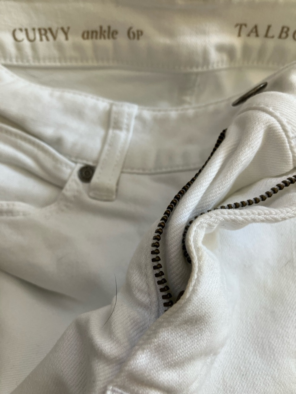 Talbots White Ankle Denim with Branded Button